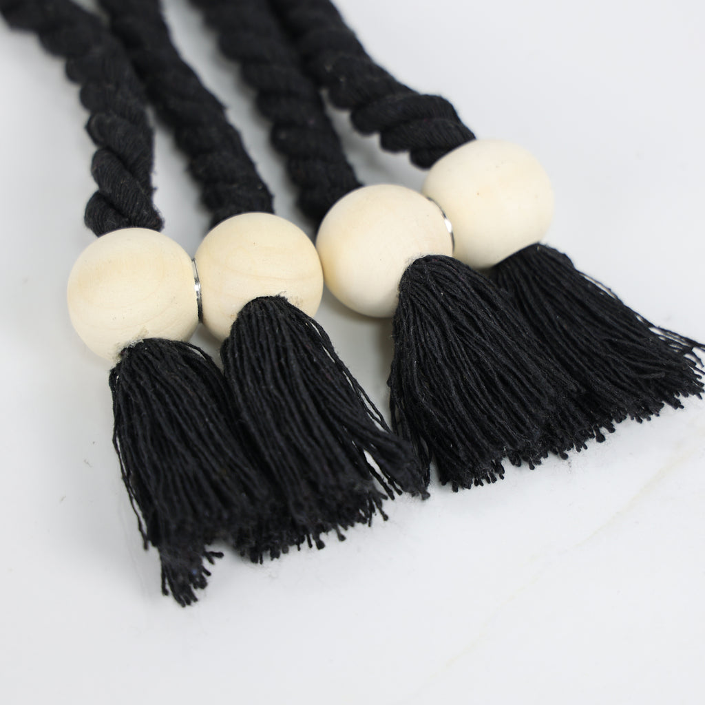 Kit 2 Prendedores de Cortina Trançados Ravena Preto
