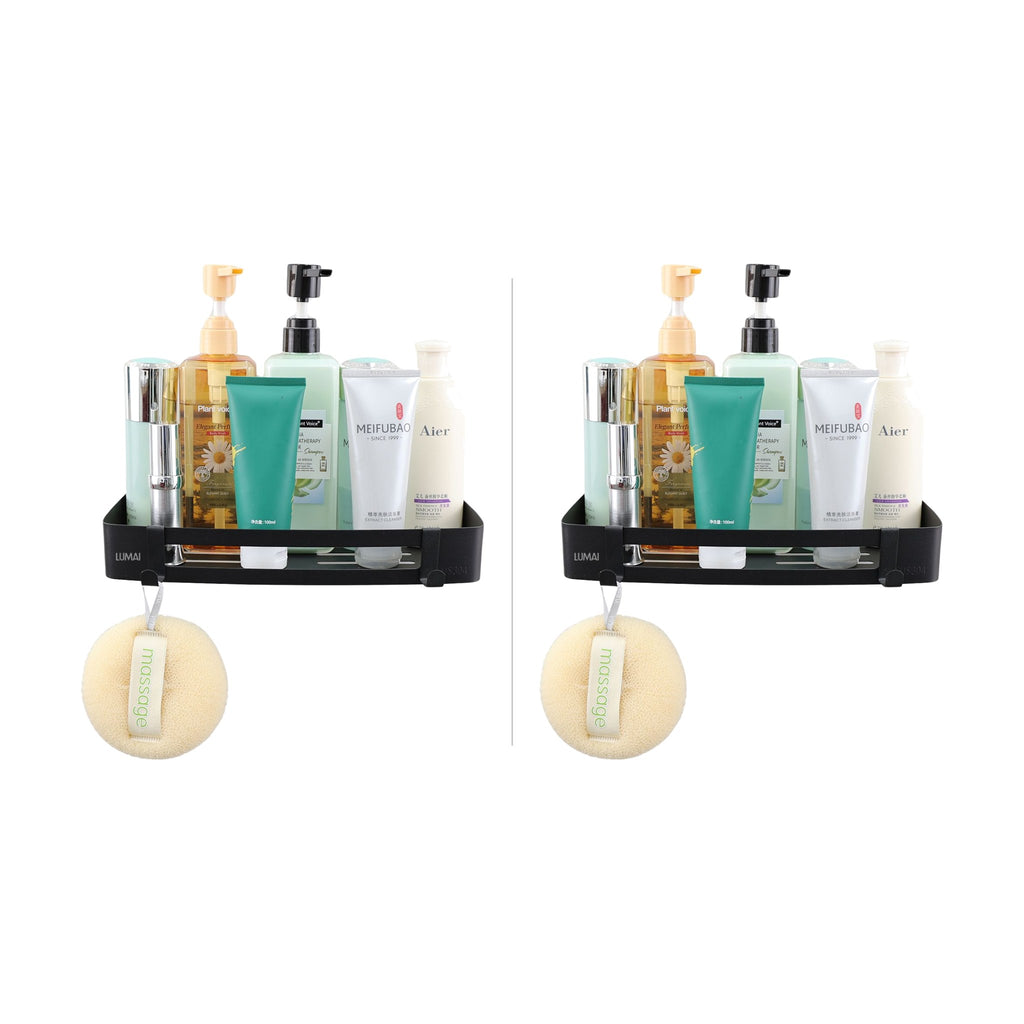 Kit 2 Suportes Porta-Shampoo Retangulares para Banheiro Marselha Preto: 2 unidades lado a lado
