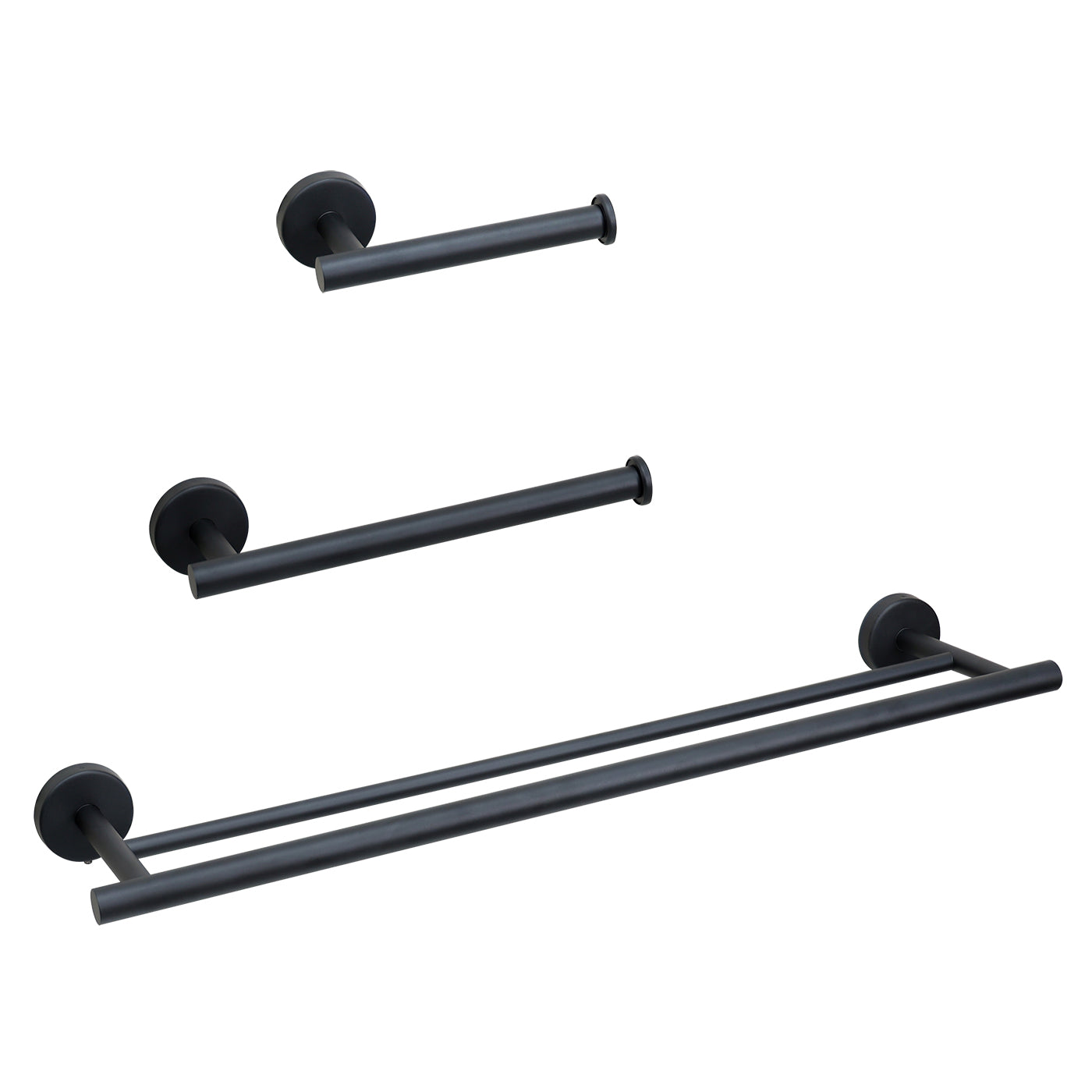 Kit 3 Peças de Banheiro Preto Sintra Toalheiro Duplo 60cm