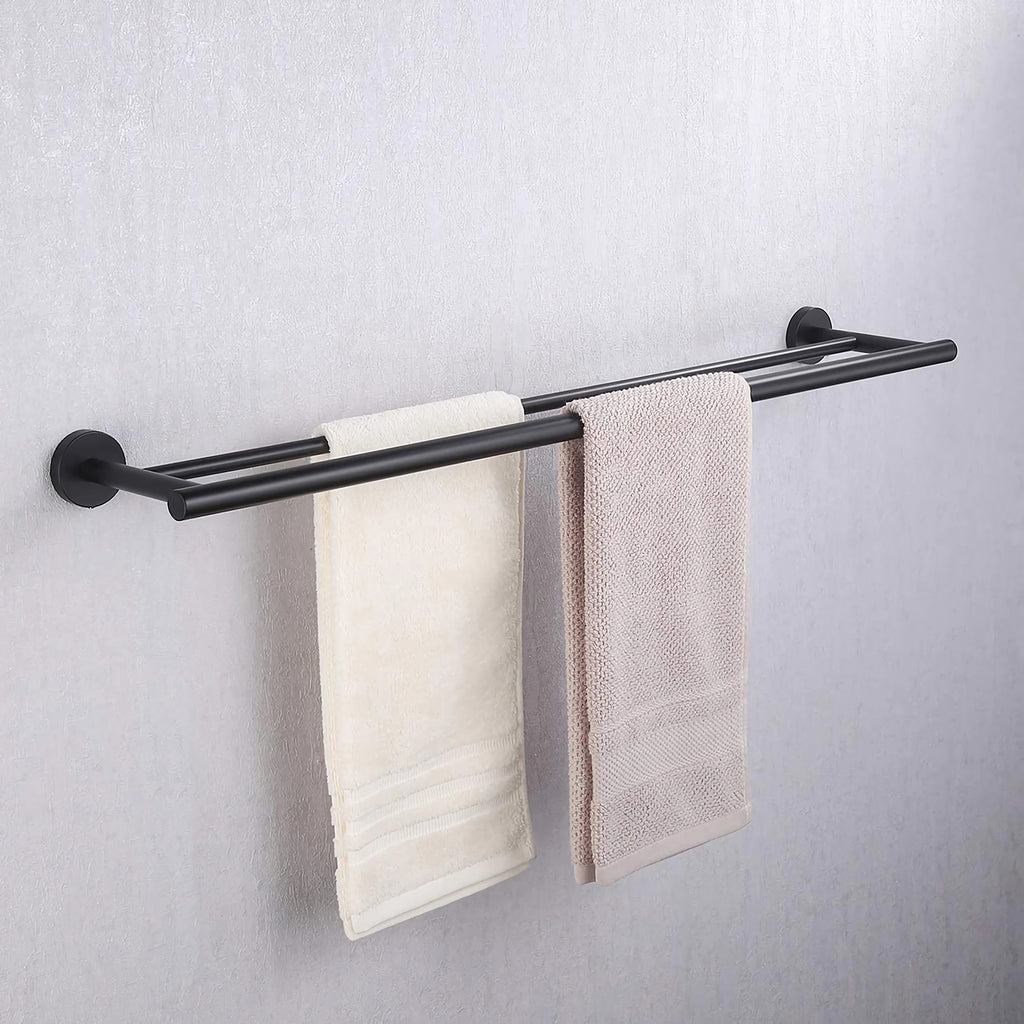 Kit 3 Peças de Banheiro Preto Sintra Toalheiro Duplo 60cm