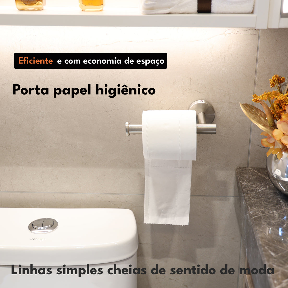 Porta-papel higiênico Sintra instalado ao lado do vaso