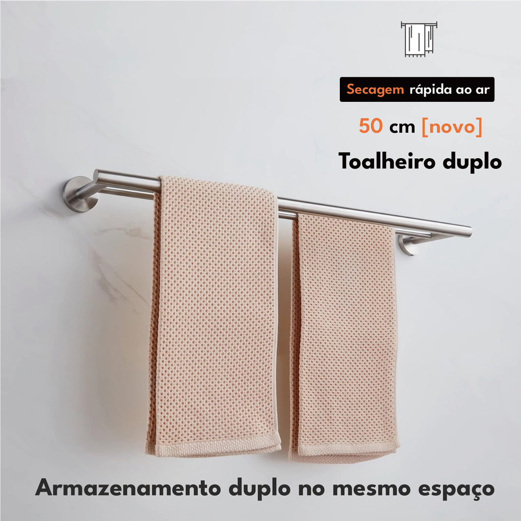 Toalheiro duplo Sintra de 50 cm com 2 toalhas