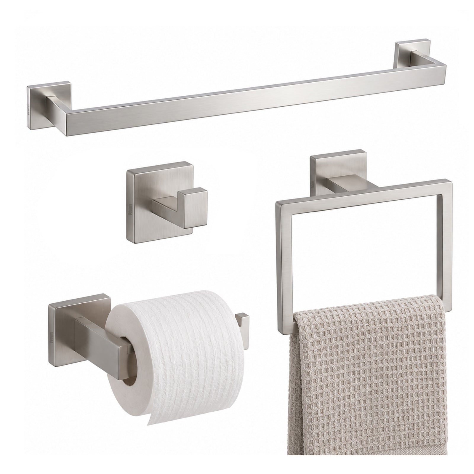 Kit para Banheiro em Aço Inox 4 Peças Turim