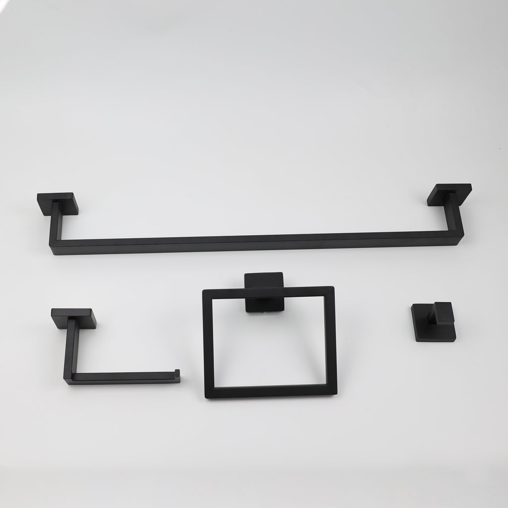 Kit para Banheiro em Aço Inox 4 Peças Turim Preto