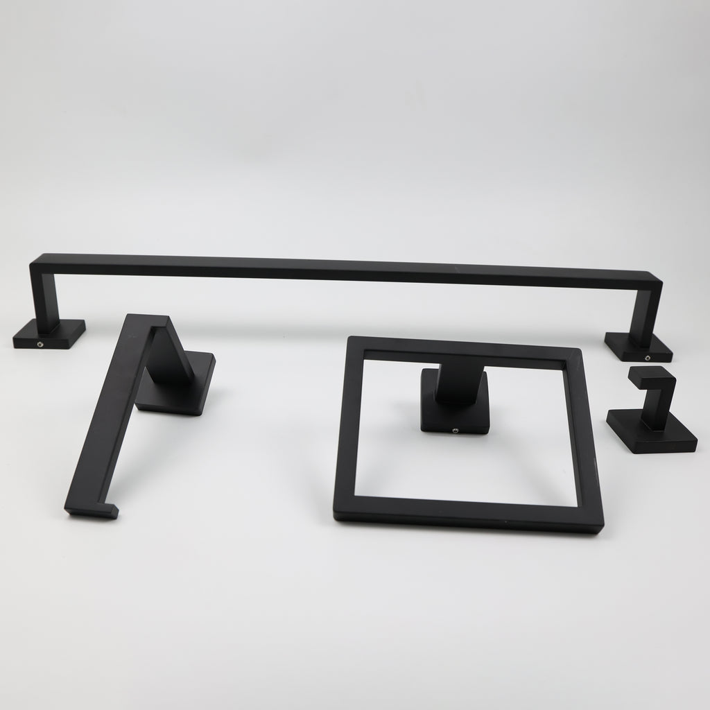 Kit para Banheiro em Aço Inox 4 Peças Turim Preto
