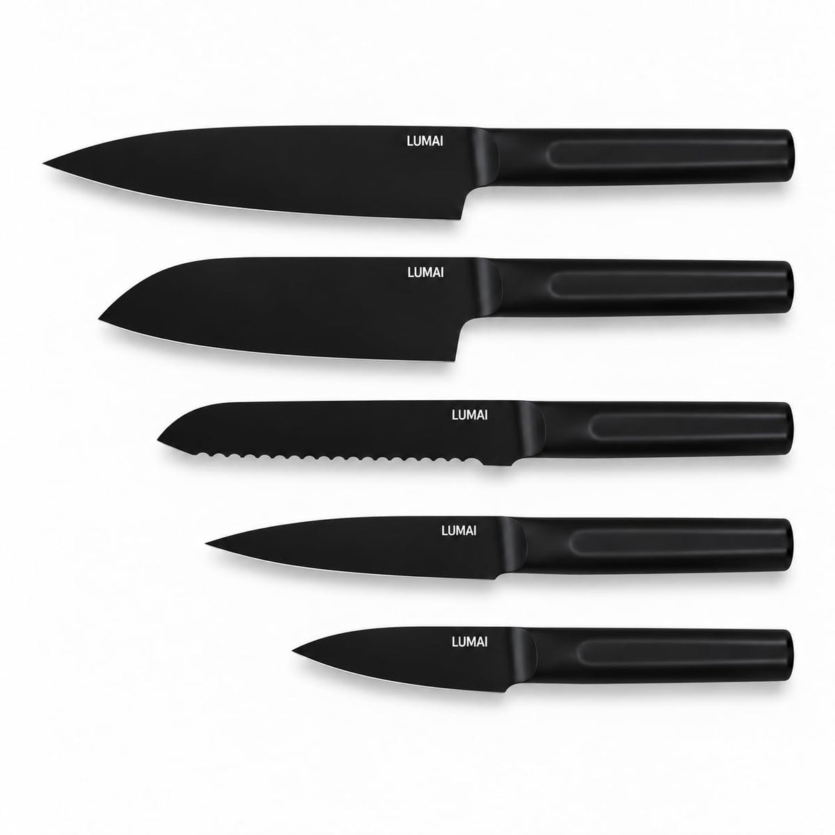 Conjunto de Facas 5 Peças Aço Inox Inteiriço Preto London