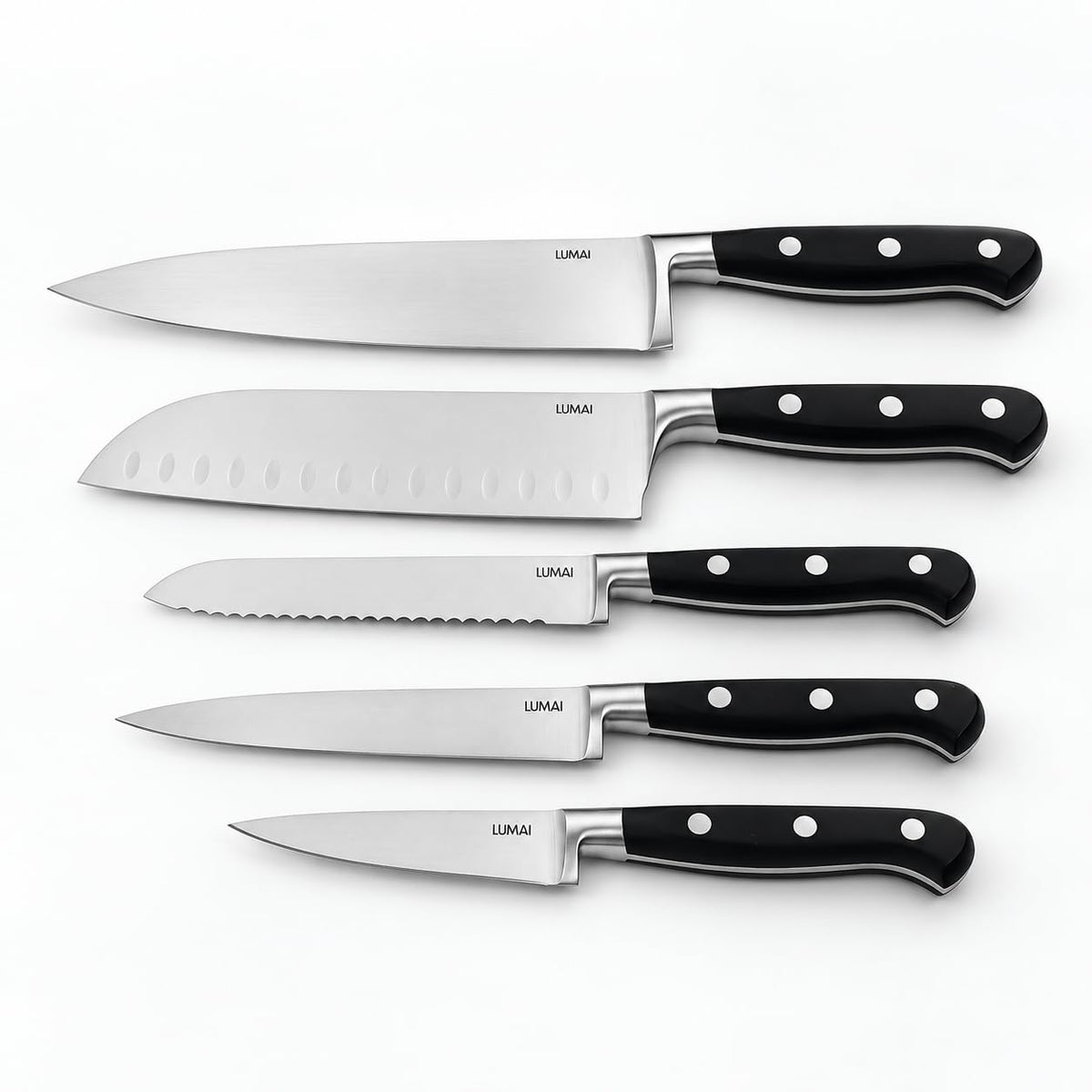 Conjunto de Facas 5 Peças 3 Rebites Dublin Preto