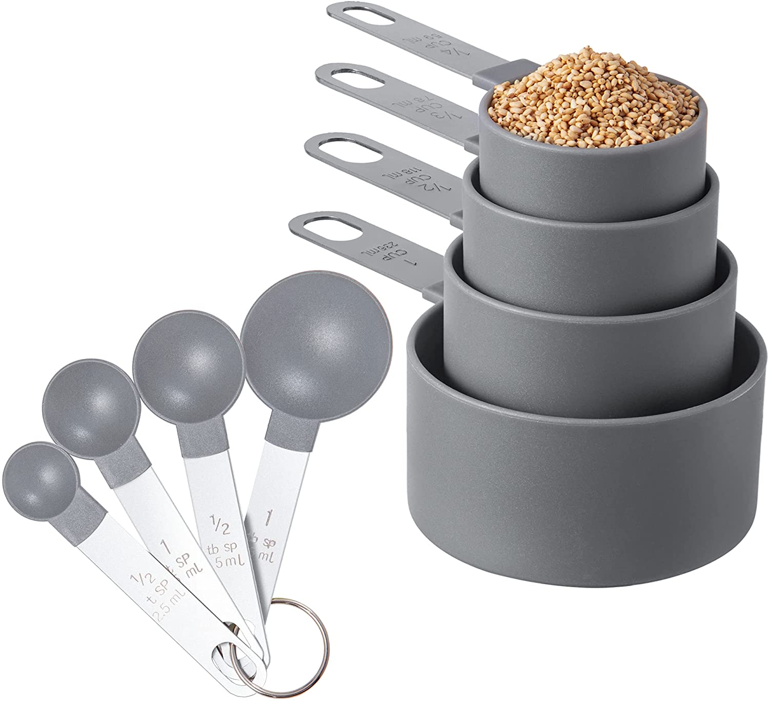 Conjunto de Medidores de Cozinha com 8 Peças Estocolmo Cinza