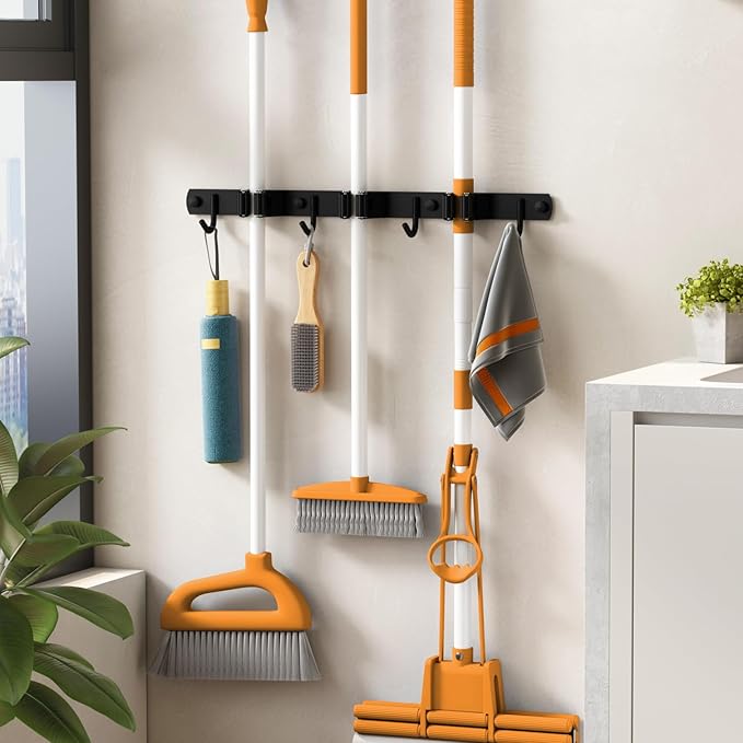 Suporte De Vassoura De Inox Porta Vassoureiro Madri Preto