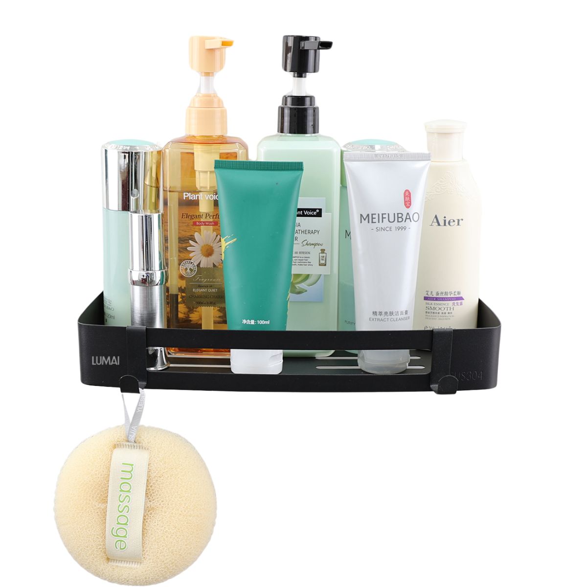Suporte Porta-Shampoo Retangular Marselha Preto
