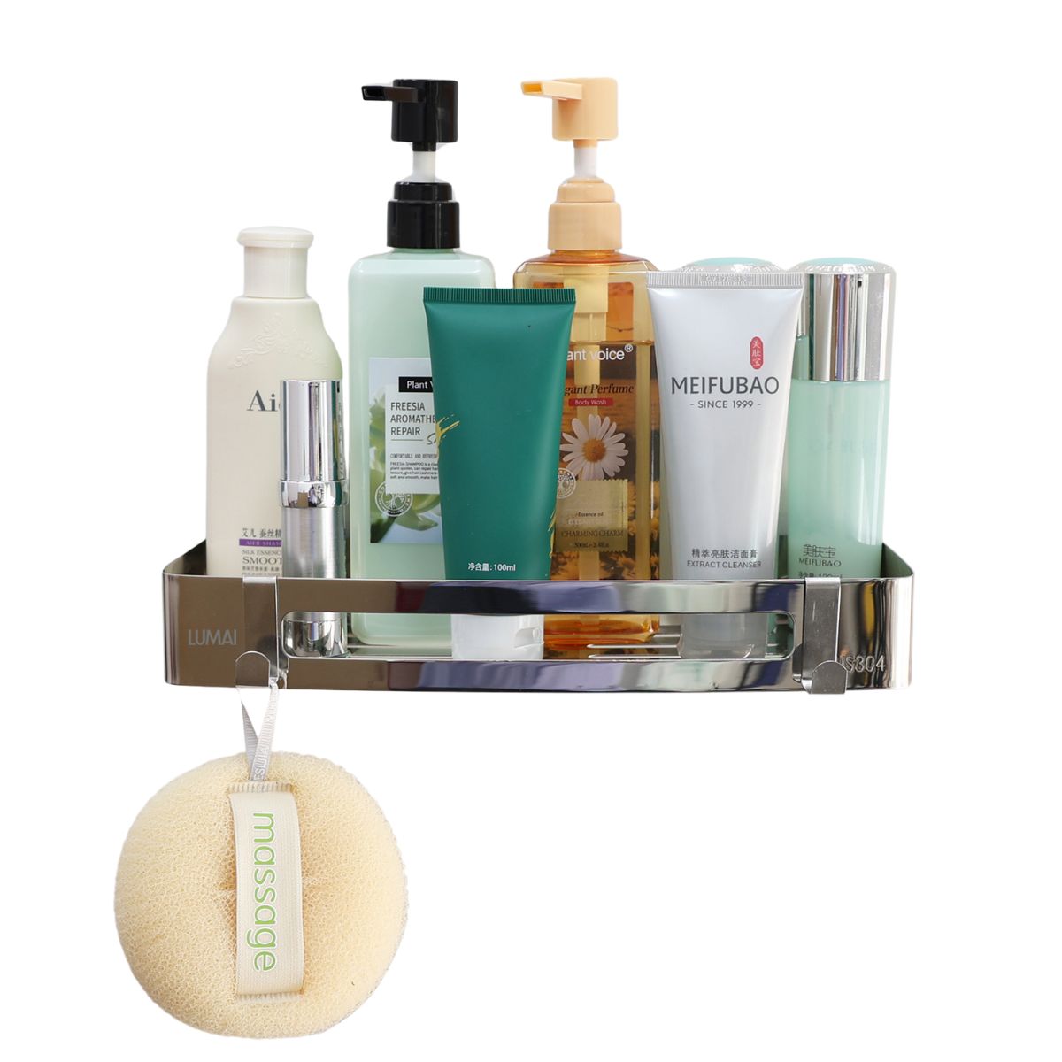 Suporte Porta-Shampoo Retangular Marselha Prata