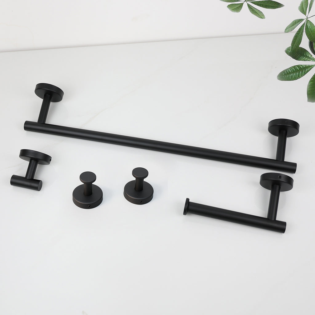 Kit 5 Acessórios para Banheiro Aço Inox Fosco Algarve Preto