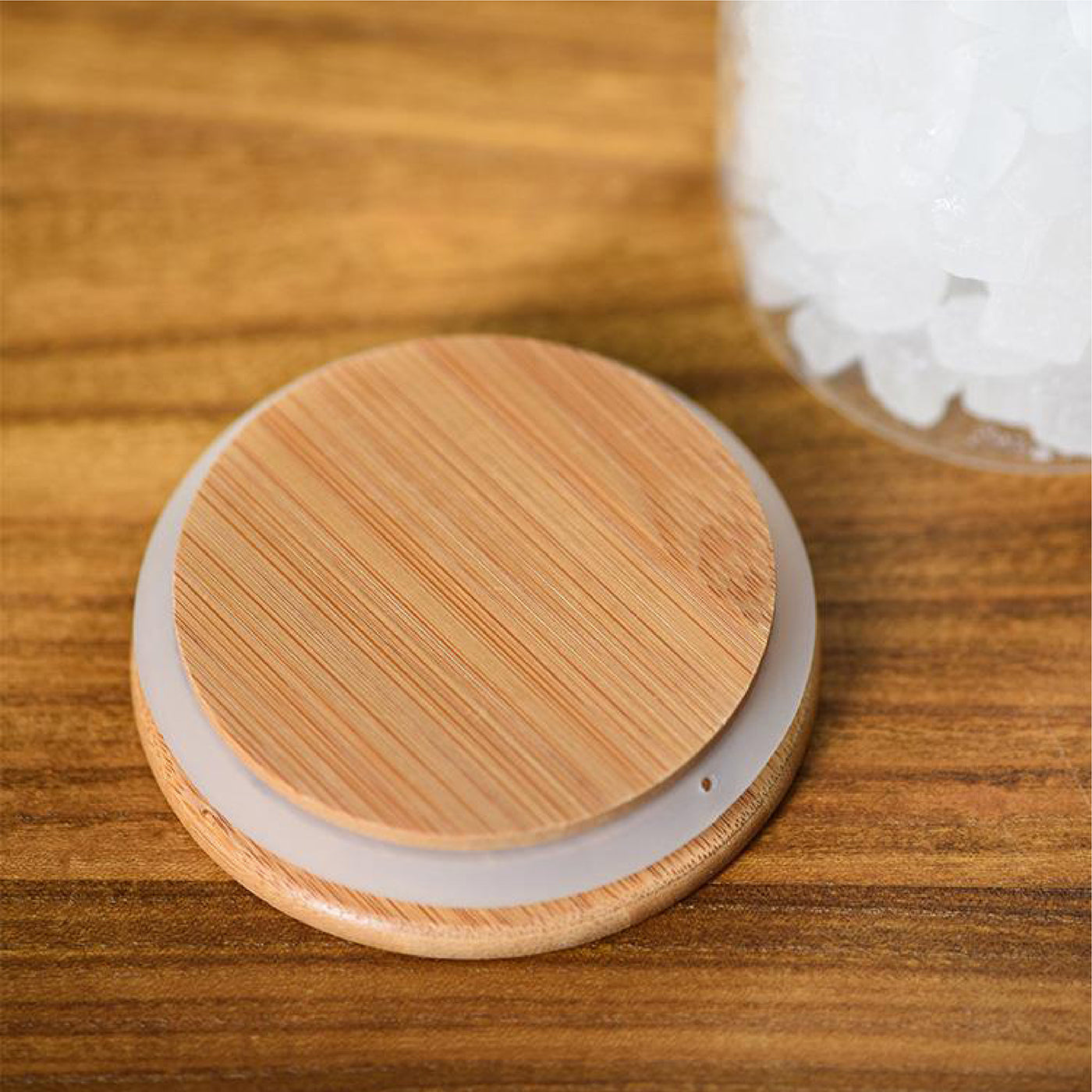 Kit 2 Potes de Vidro 550ml com Tampa de Bambu e Colher Campos do Jordão