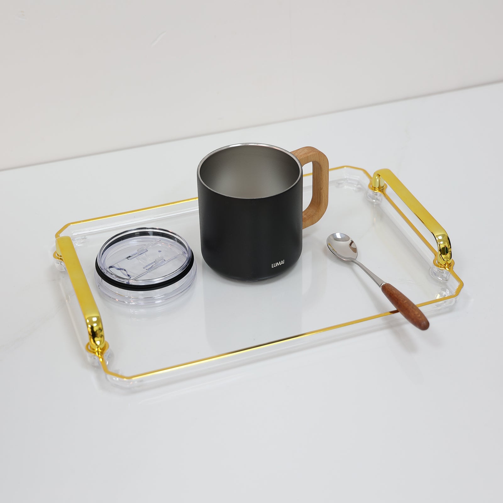 Caneca Térmica com Alça de Madeira Vietnã Preta