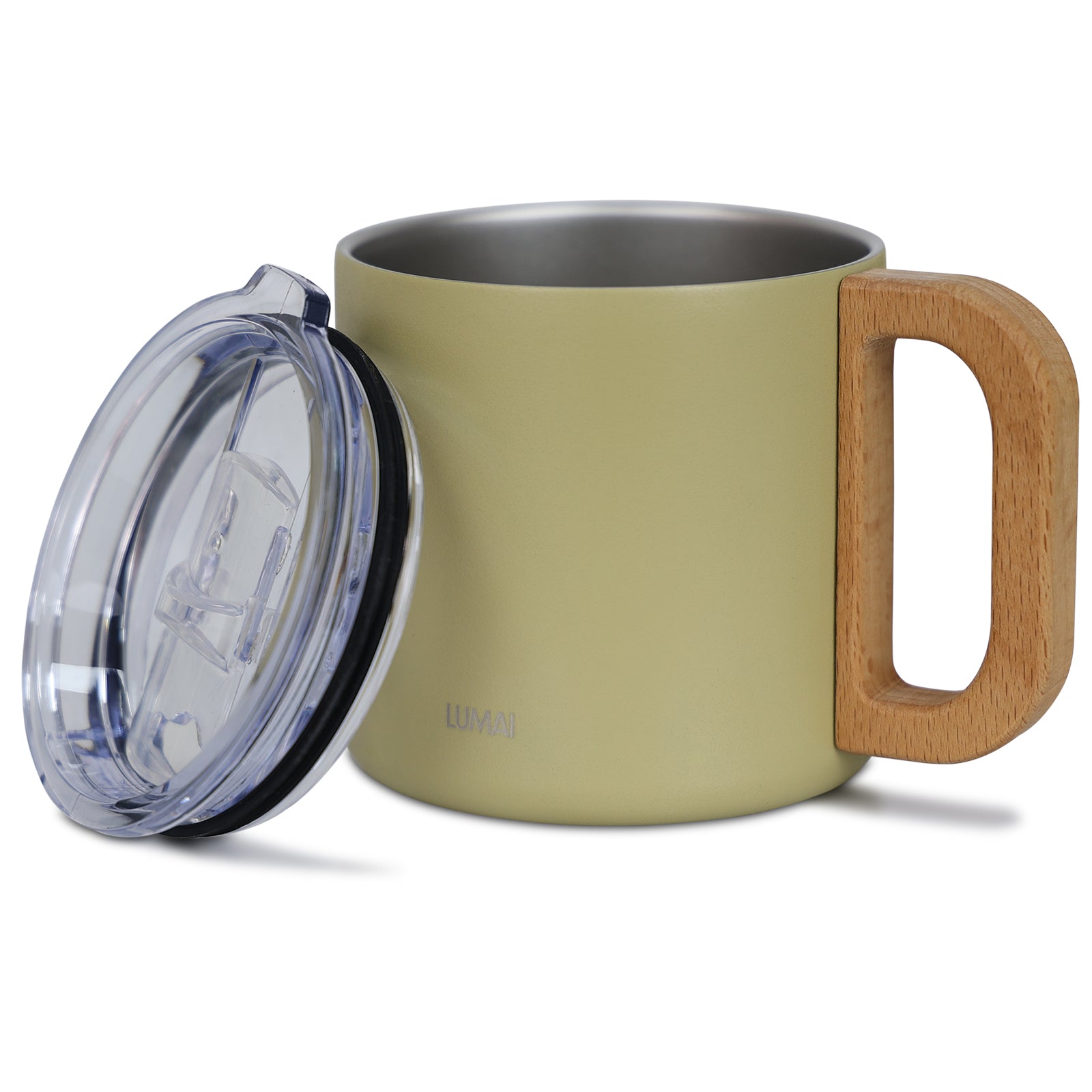 Caneca Térmica com Alça de Madeira Vietnã Amarela