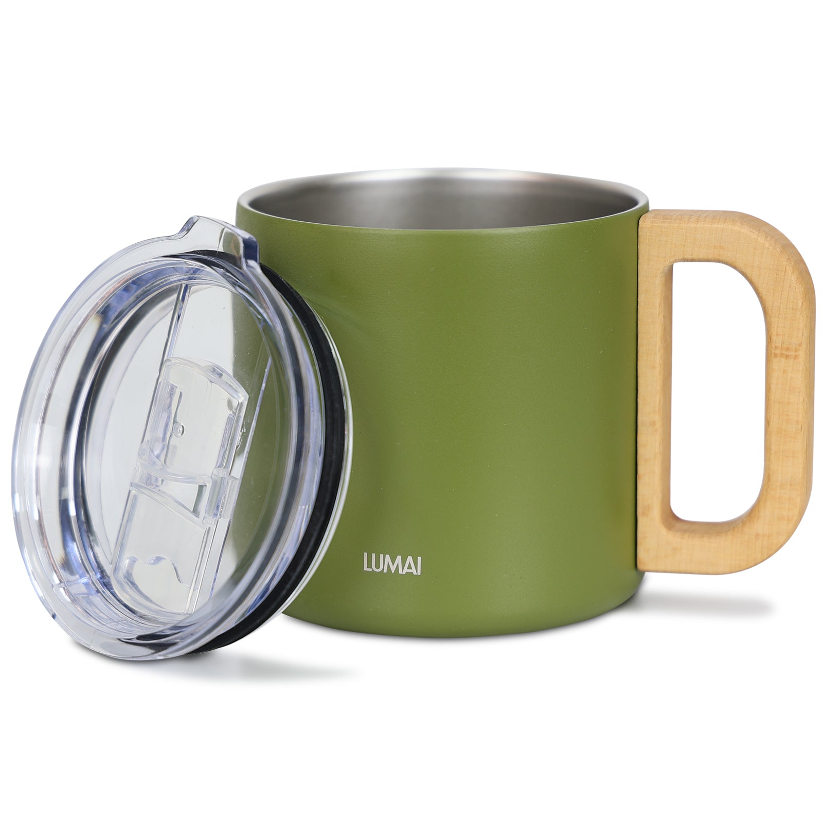 Caneca Térmica com Alça de Madeira Vietnã Verde