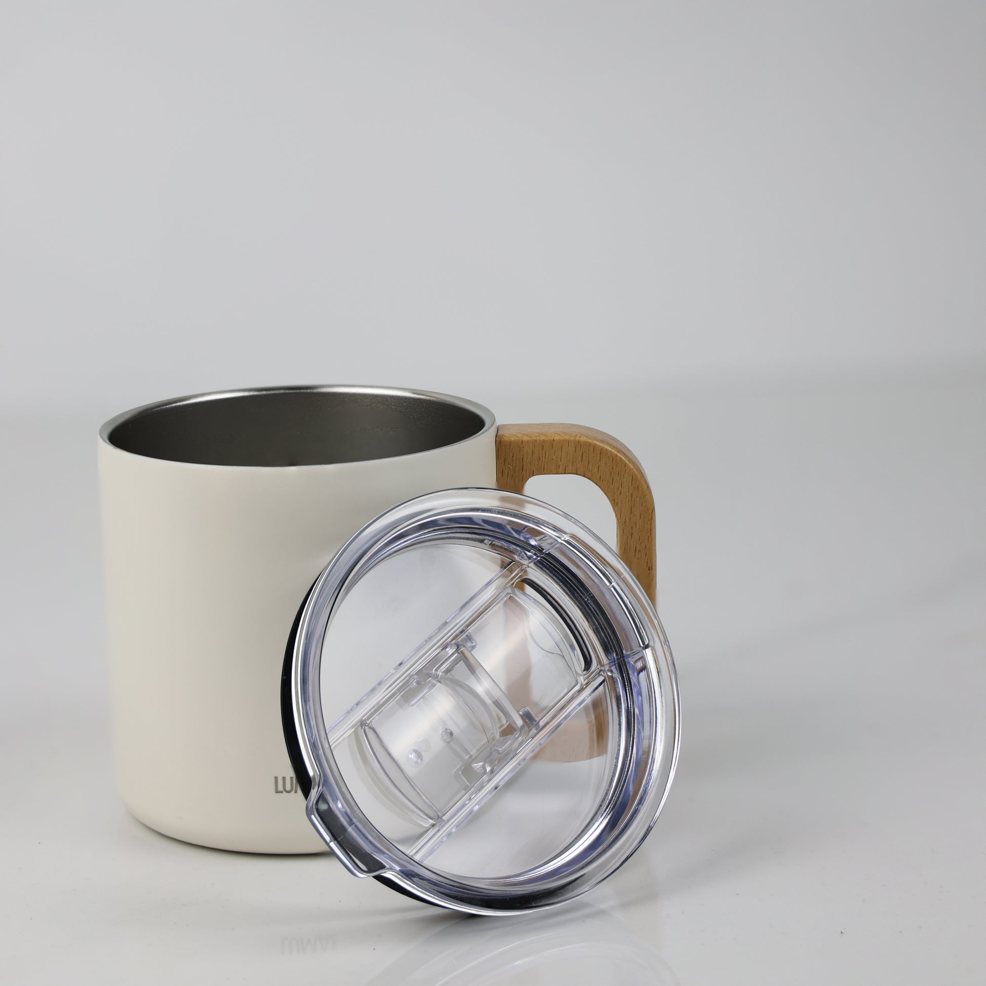 Caneca Térmica com Alça de Madeira Vietnã Branca