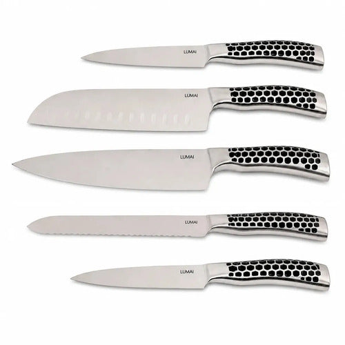 Conjunto de Facas 5 Peças Aço Inox Inteiriço Zurique Preto