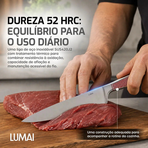 Conjunto de Facas 5 Peças Aço Inox Inteiriço Zurique Vermelho