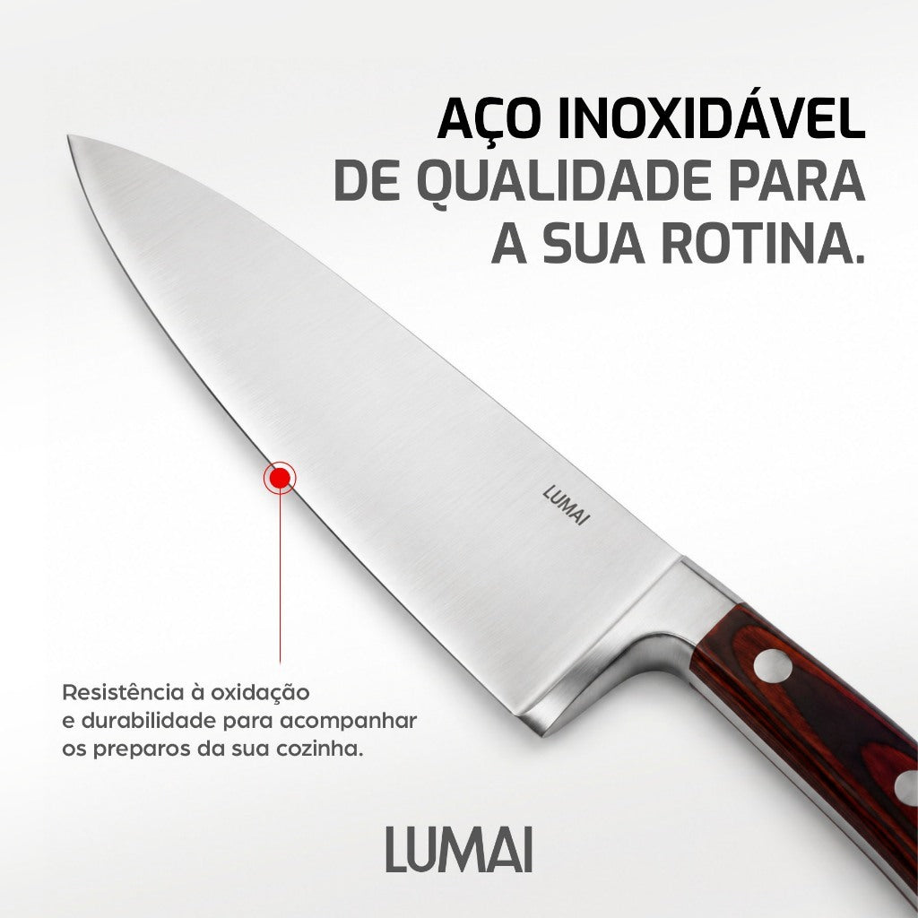 Conjunto de Facas 5 Peças Cabo de Madeira Atenas