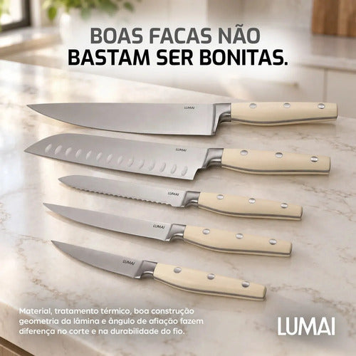 Conjunto de Facas 5 Peças 3 Rebites Dublin Branco