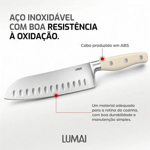 Conjunto de Facas 5 Peças 3 Rebites Dublin Branco