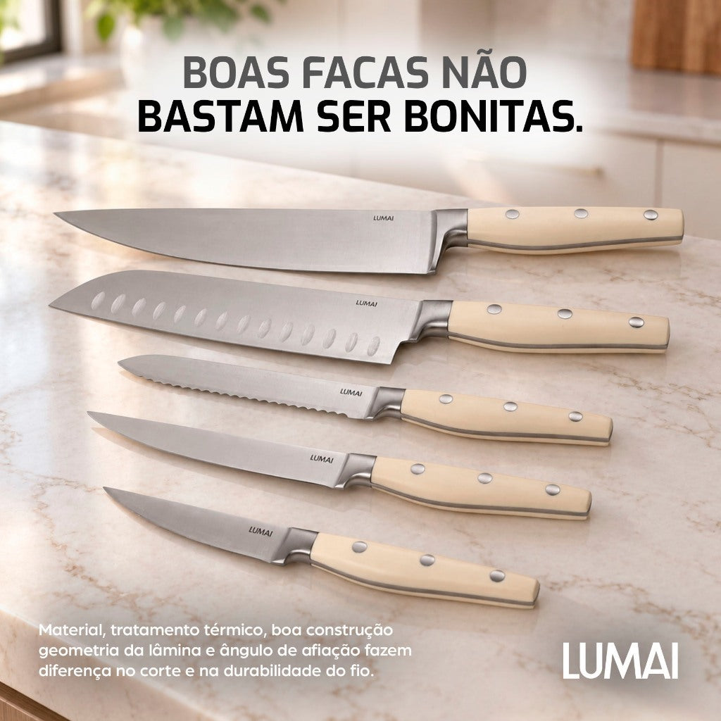 Conjunto de Facas 5 Peças 3 Rebites Dublin Preto