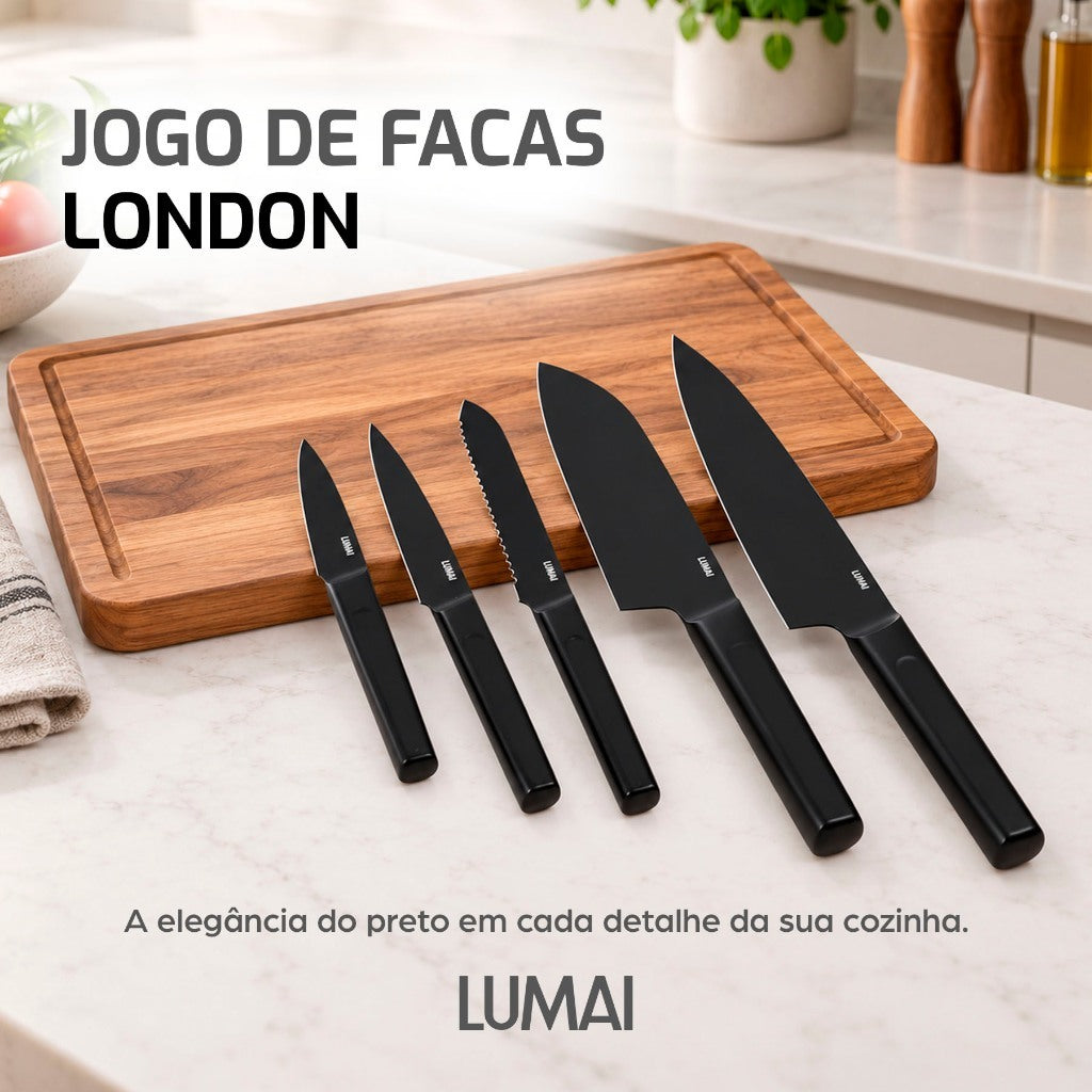Conjunto de Facas Zurique 5 Peças Preto
