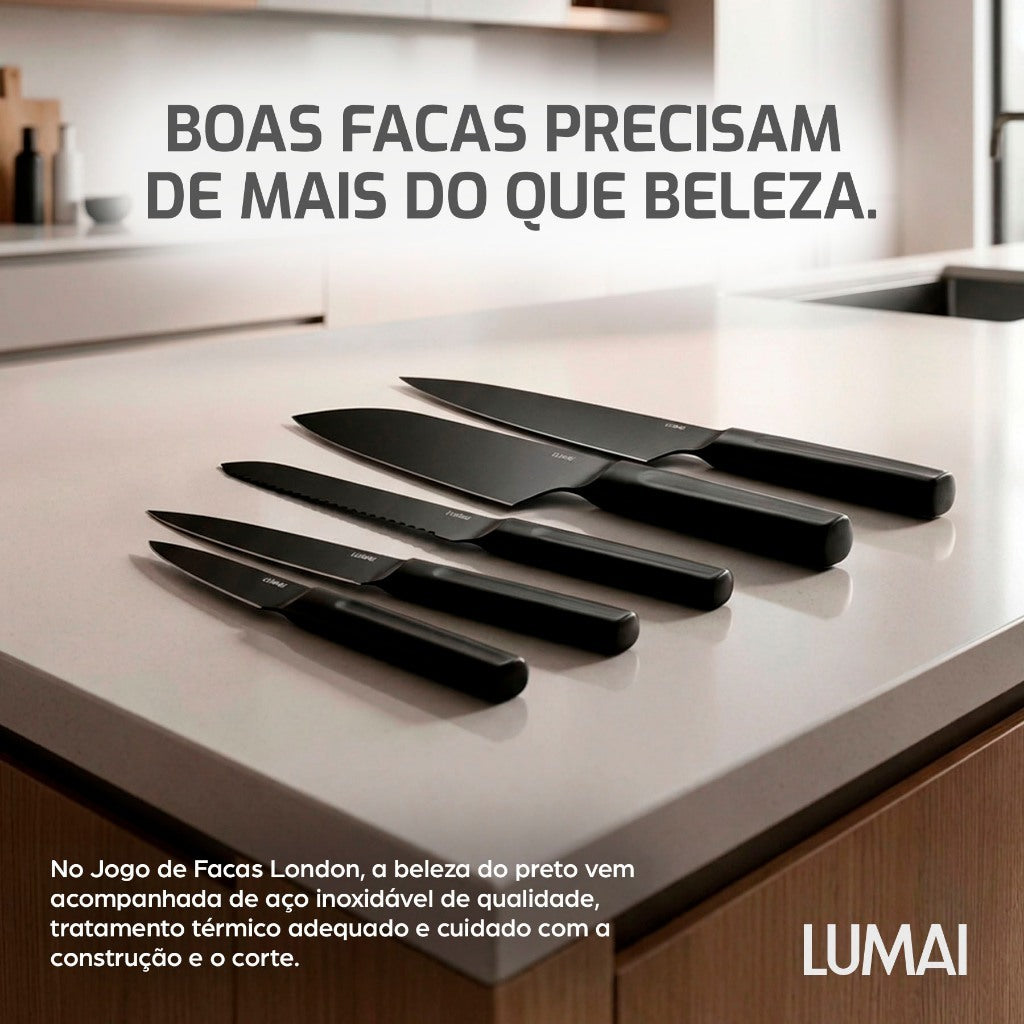 Conjunto de Facas Zurique 5 Peças Preto