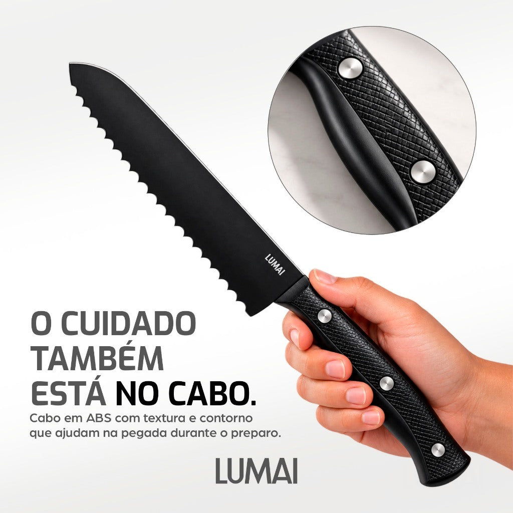 Conjunto de Facas 5 Peças Cabo ABS Bristol Preto