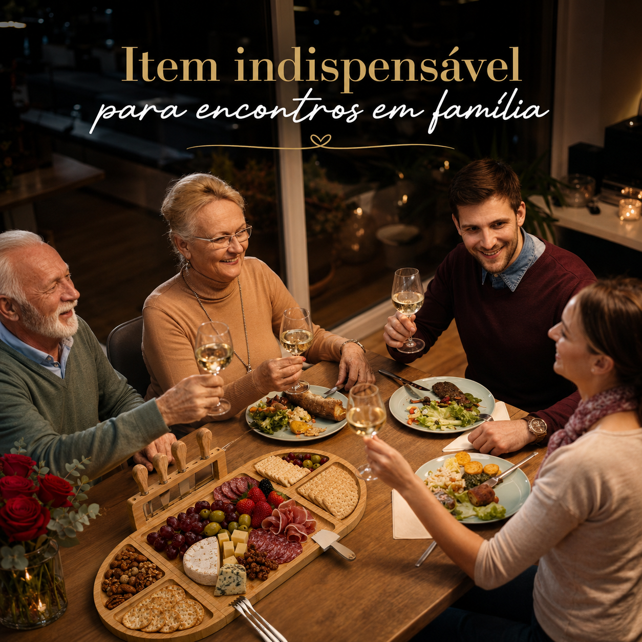 Tábua de Bambu Modular com Imãs Toscana Formato Coração