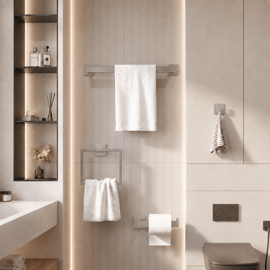 Kit para Banheiro em Aço Inox 4 Peças Turim