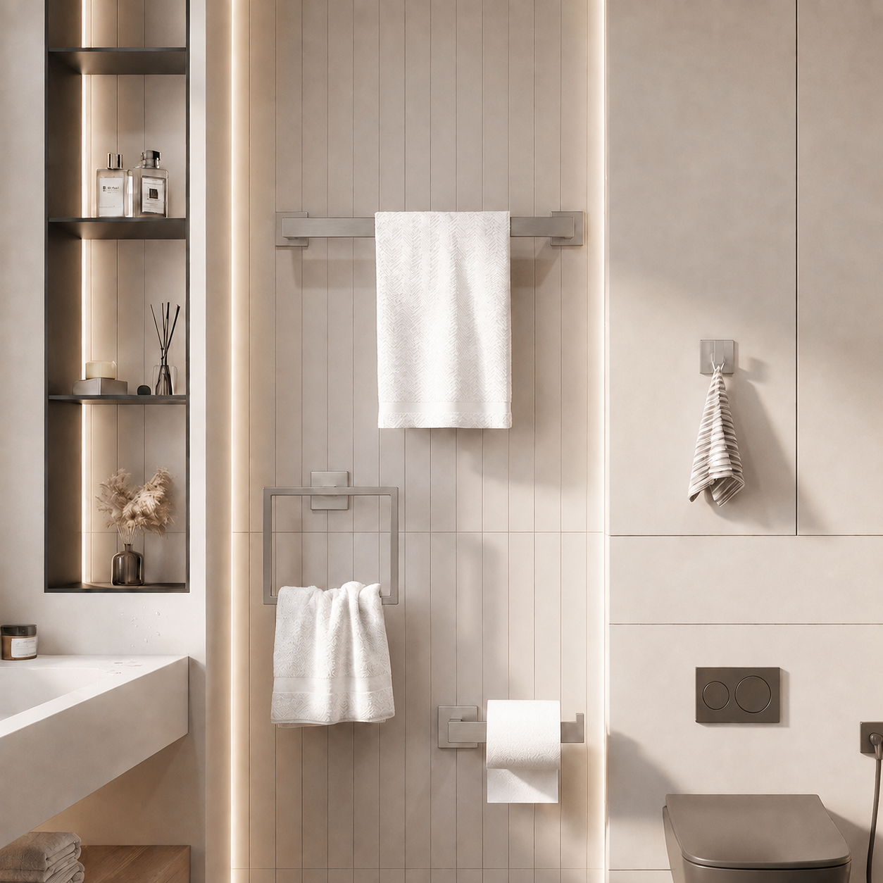 Kit para Banheiro em Aço Inox 4 Peças Turim