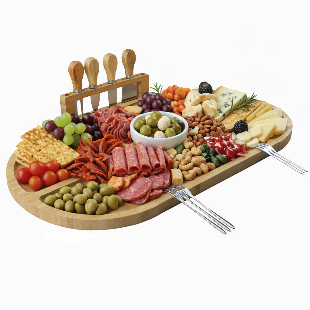 Tábua de Bambu Modular com Imãs Toscana Formato Coração