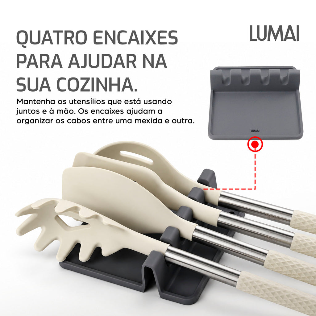 Descanso para Utensílios de Silicone Dijon Cinza