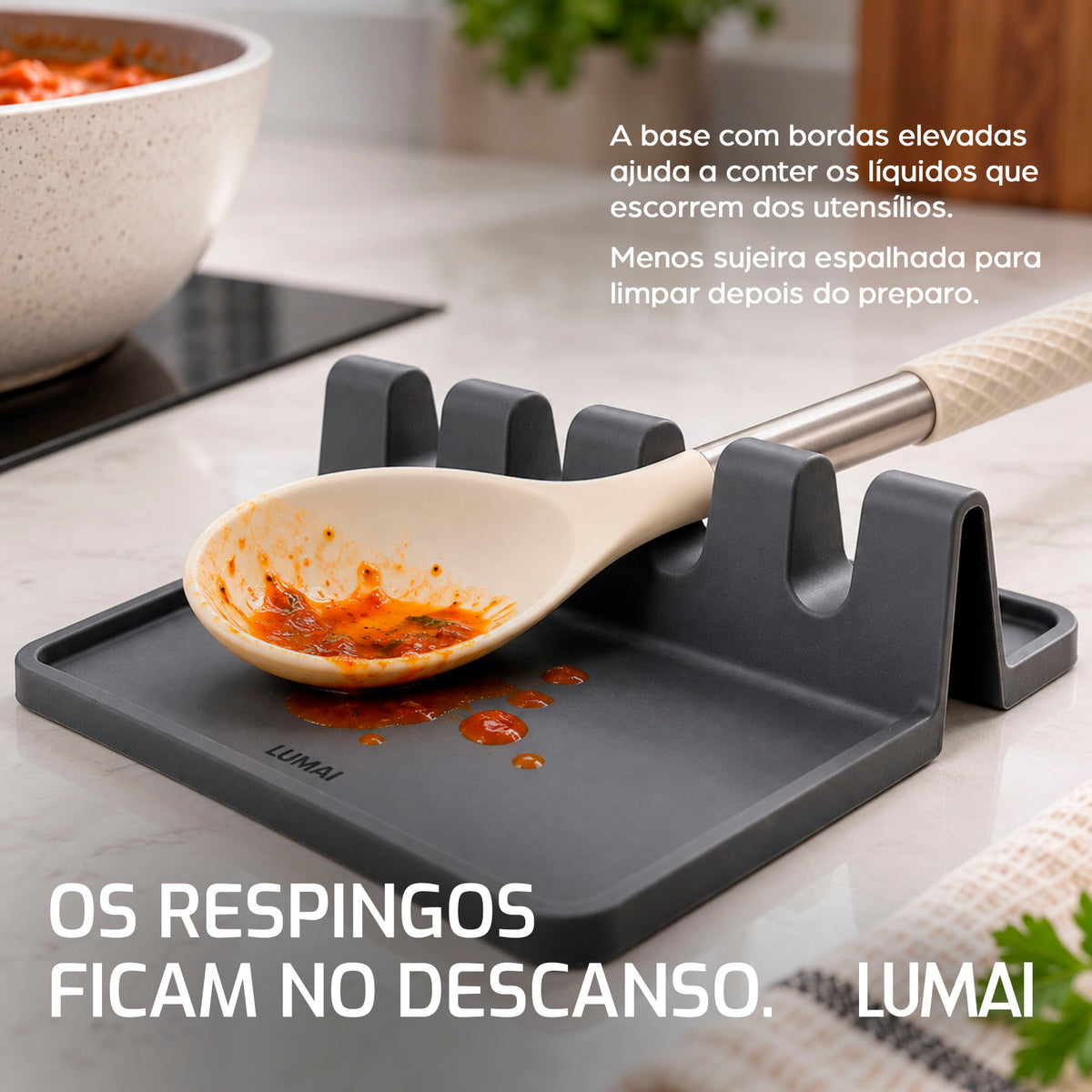 Descanso para Utensílios de Silicone Dijon Cinza