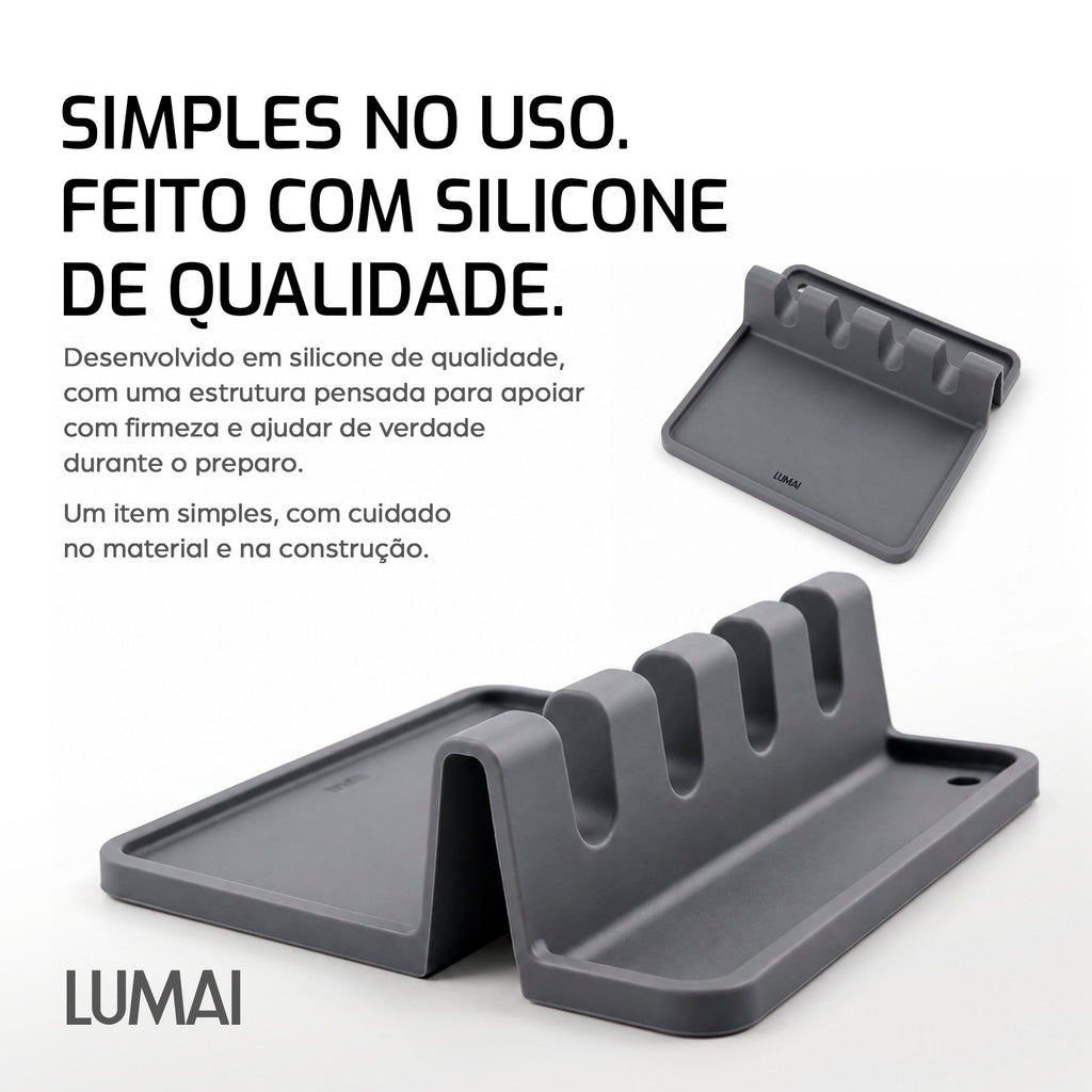 Descanso para Utensílios de Silicone Dijon Cinza