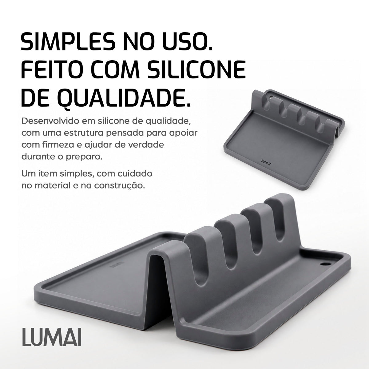 Descanso para Utensílios de Silicone Dijon Cinza