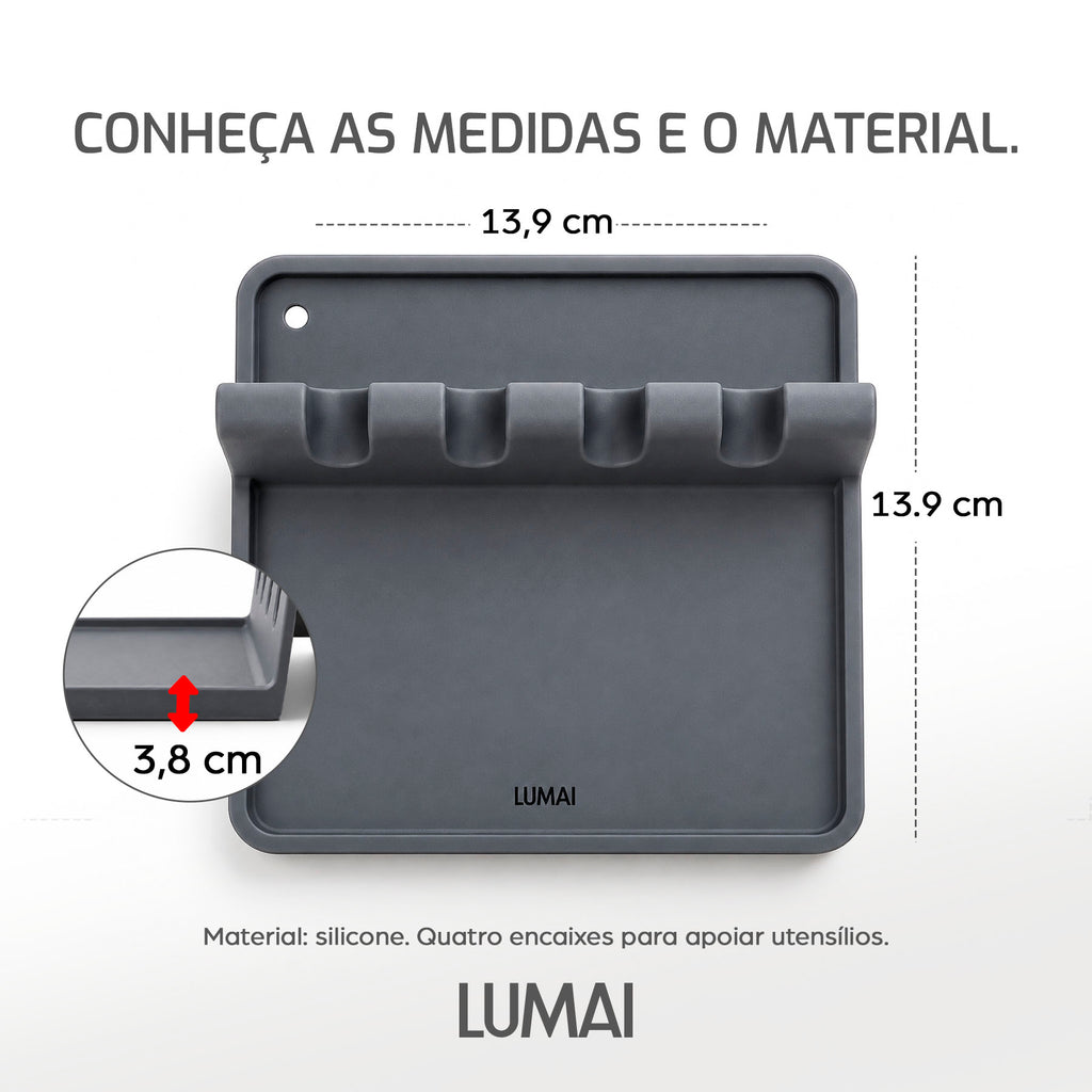 Descanso para Utensílios de Silicone Dijon Cinza