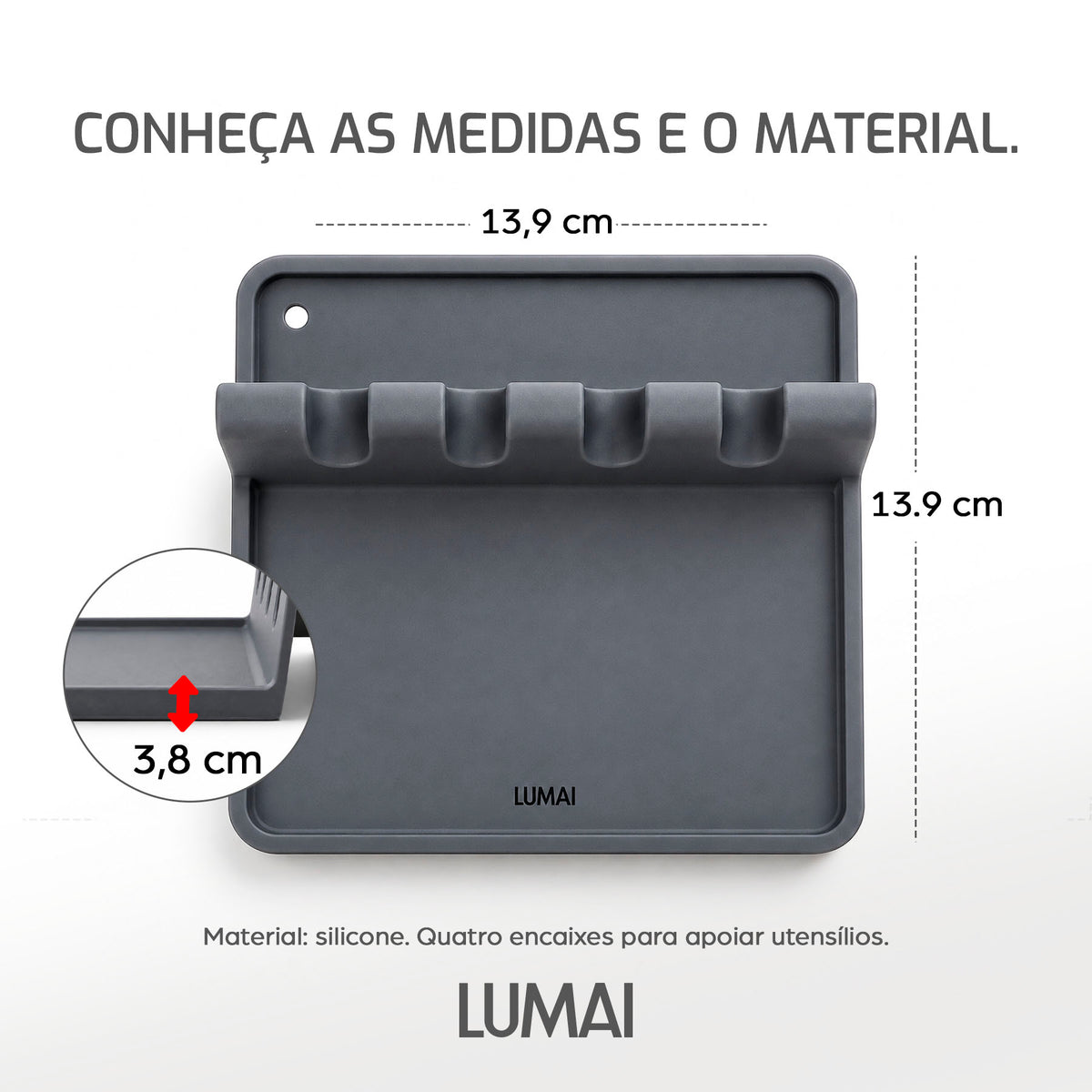 Descanso para Utensílios de Silicone Dijon Cinza