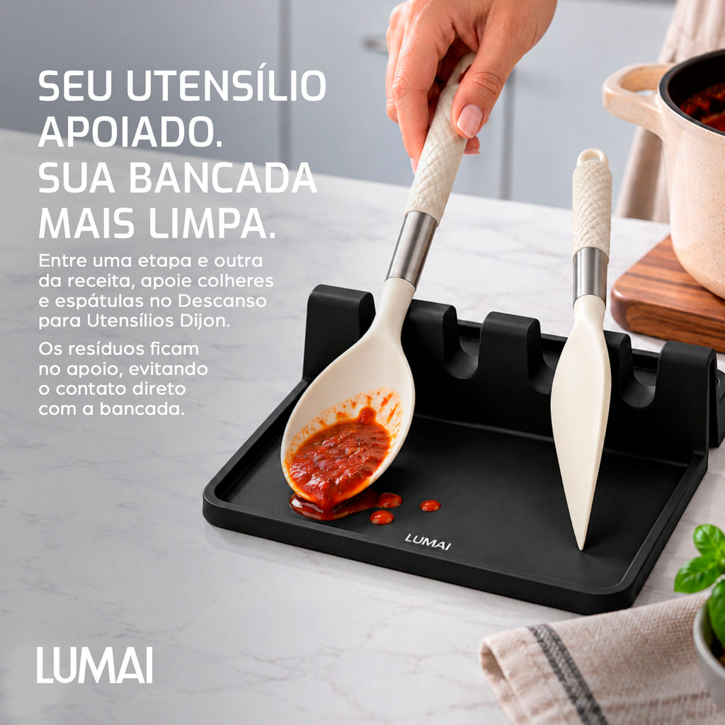 Descanso para Utensílios de Silicone Dijon Preto