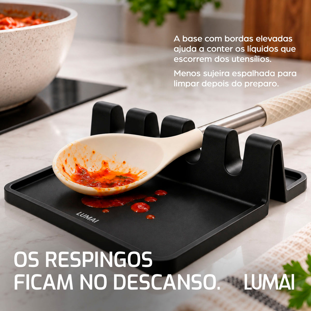 Descanso para Utensílios de Silicone Dijon Preto