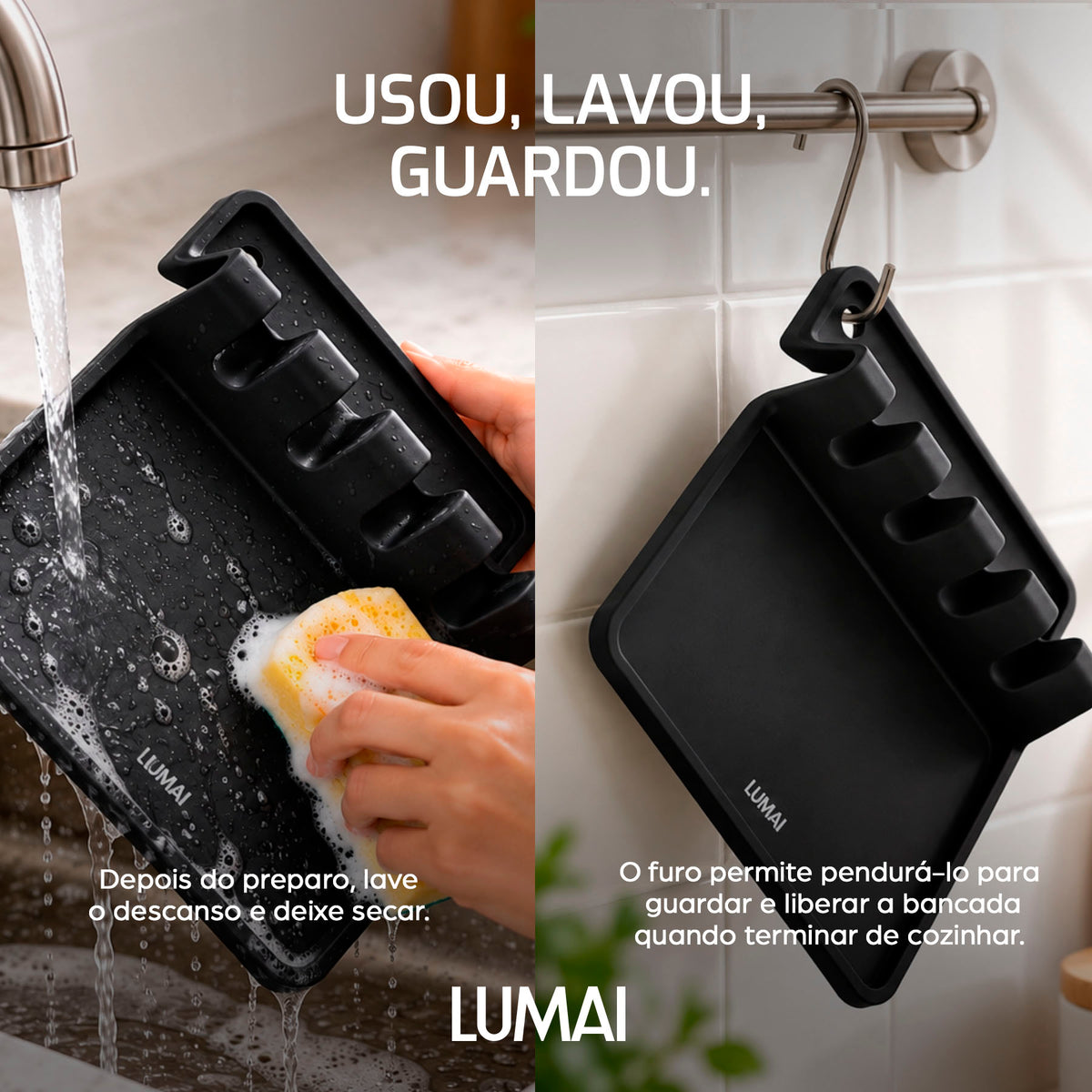Descanso para Utensílios de Silicone Dijon Preto