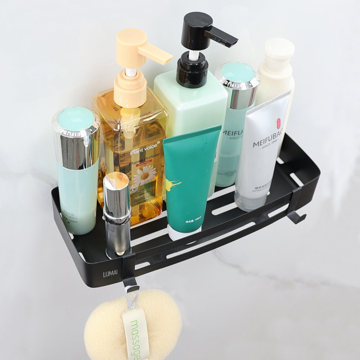 Suporte Porta-Shampoo Retangular Marselha Preto