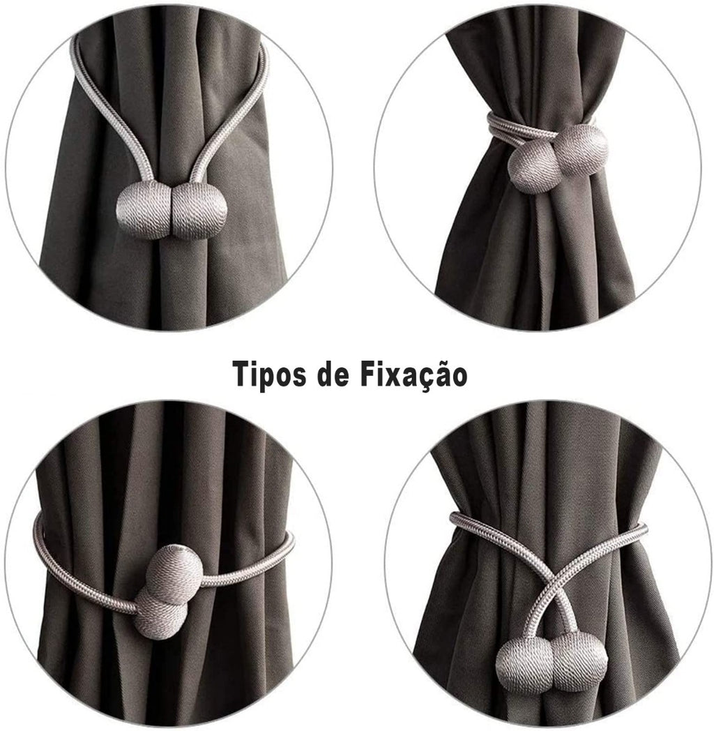 Kit 2 Prendedores de Cortina Magnéticos Florença Prata