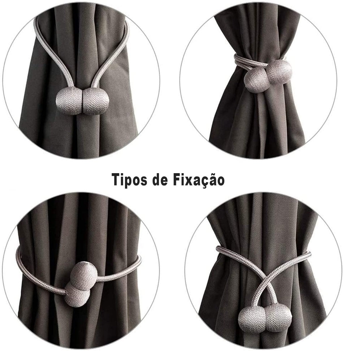 Kit 2 Prendedores de Cortina Magnéticos Florença Prata