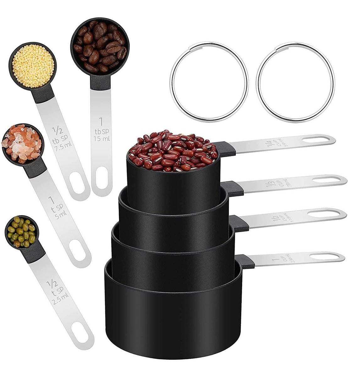 Conjunto de Medidores de Cozinha com 8 Peças Estocolmo Preto