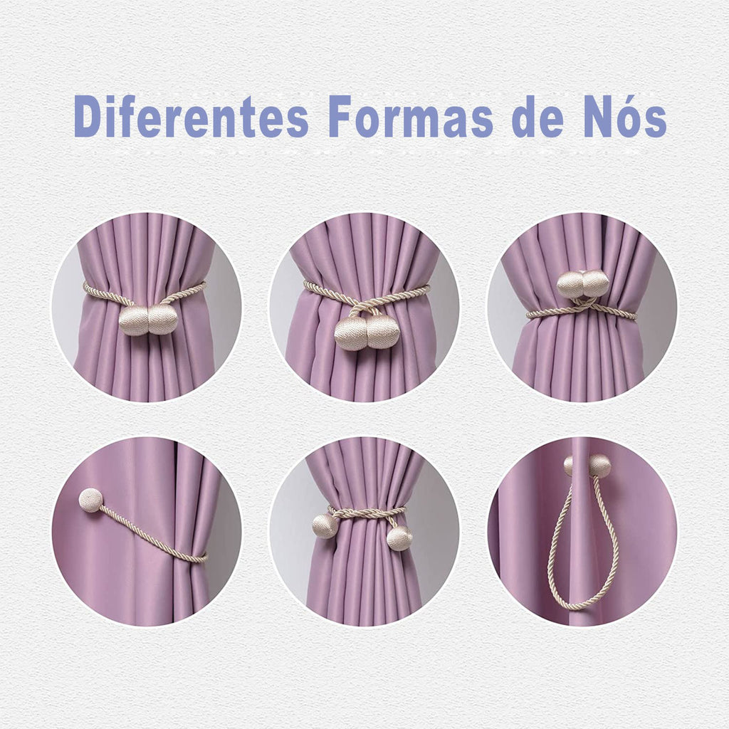 Kit 2 Prendedores de Cortina Magnéticos Florença Bege