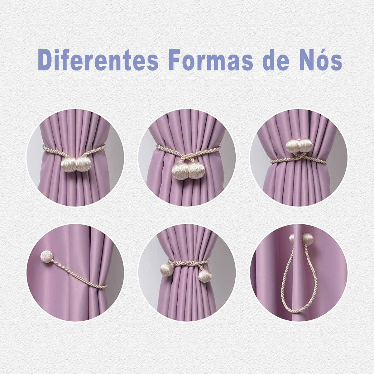 Kit 2 Prendedores de Cortina Magnéticos Florença Bege