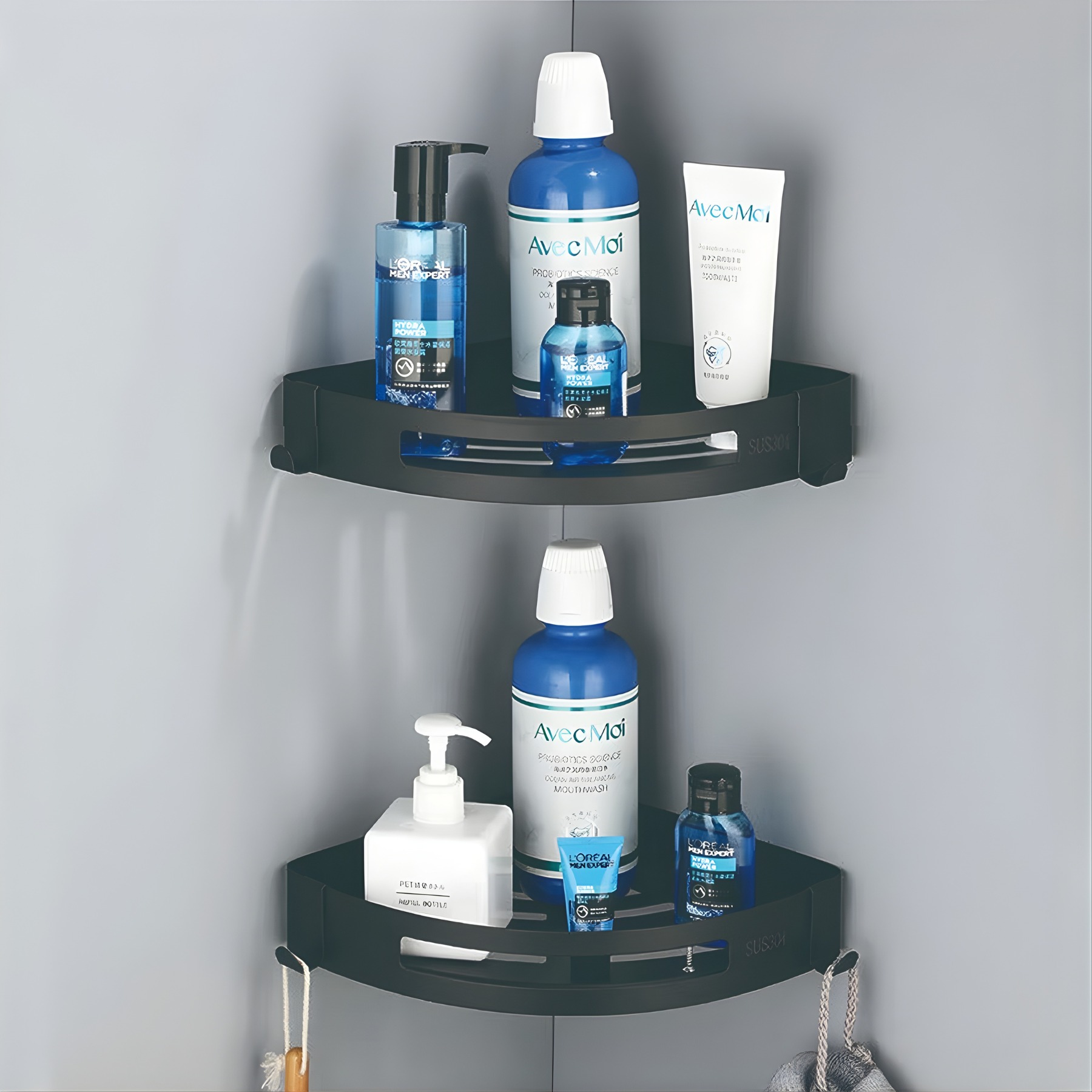 Suporte Porta-Shampoo de Canto Cannes Preto
